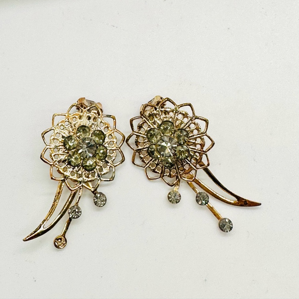 Vintage Deco Rhinestone Statement Earrings